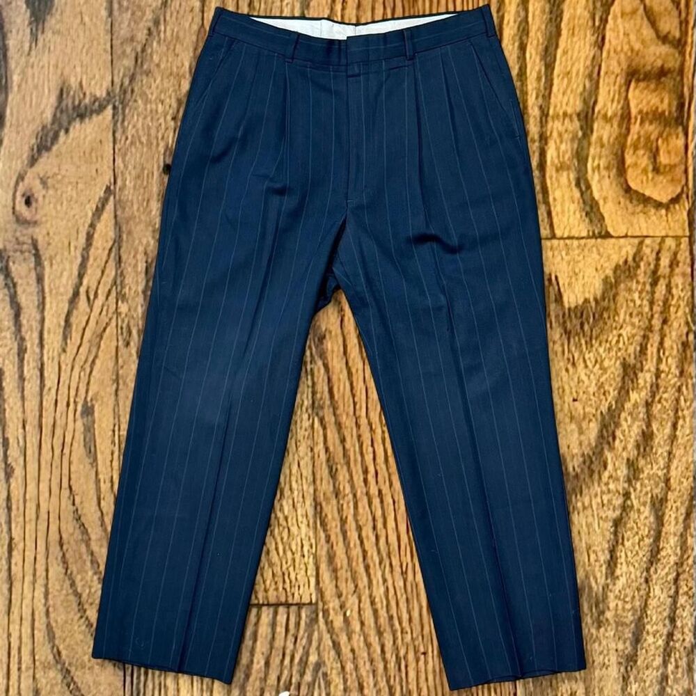 Vintage 70’s Navy Blue Pinstriped Dress Pants Trousers